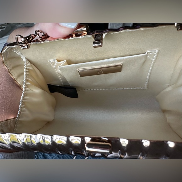 INC International Concepts Rose Gold Clutch w/Chain - Picture 4 of 4